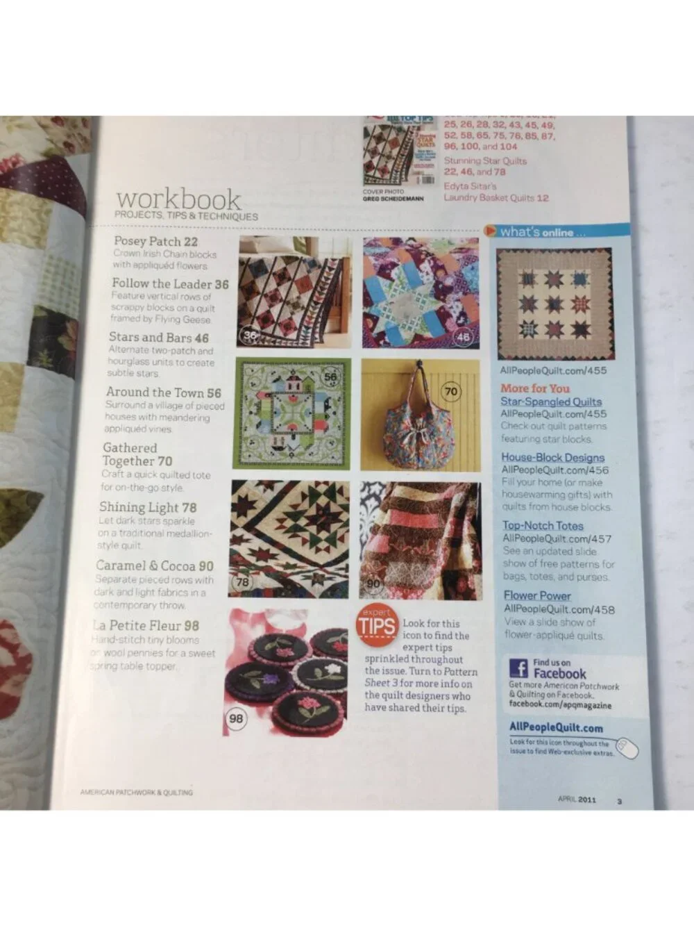 American Patchwork and Quilting April 2011 Magazine 101 Top Tips 3 Star Quilts